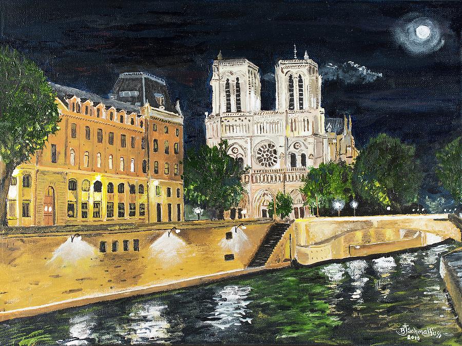 Notre Dame Painting by Bruce Schmalfuss