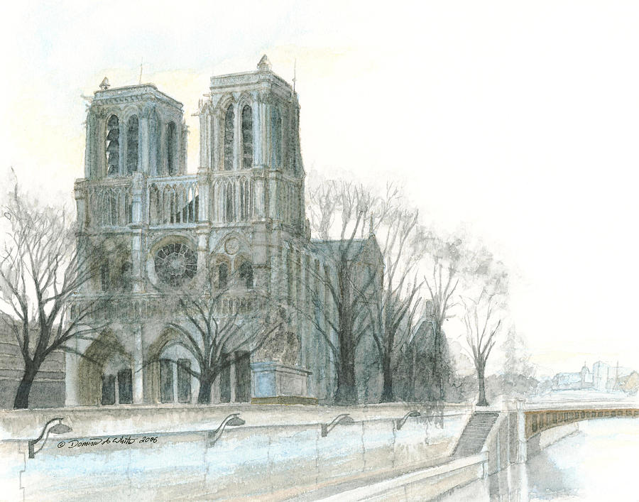 Notre Dame Cathedral in March Painting by Dominic White