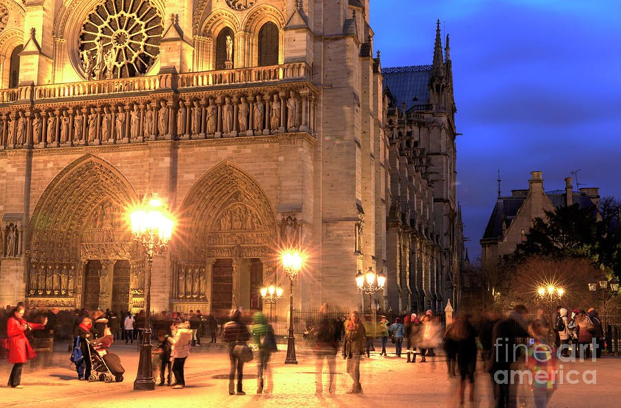 Notre Dame De Paris Night Lights Photograph By John Rizzuto