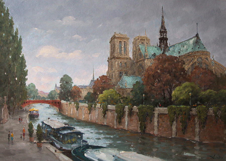 Paris Painting - Notre-Dame de Paris. Seine by Alexander Alexandrovsky