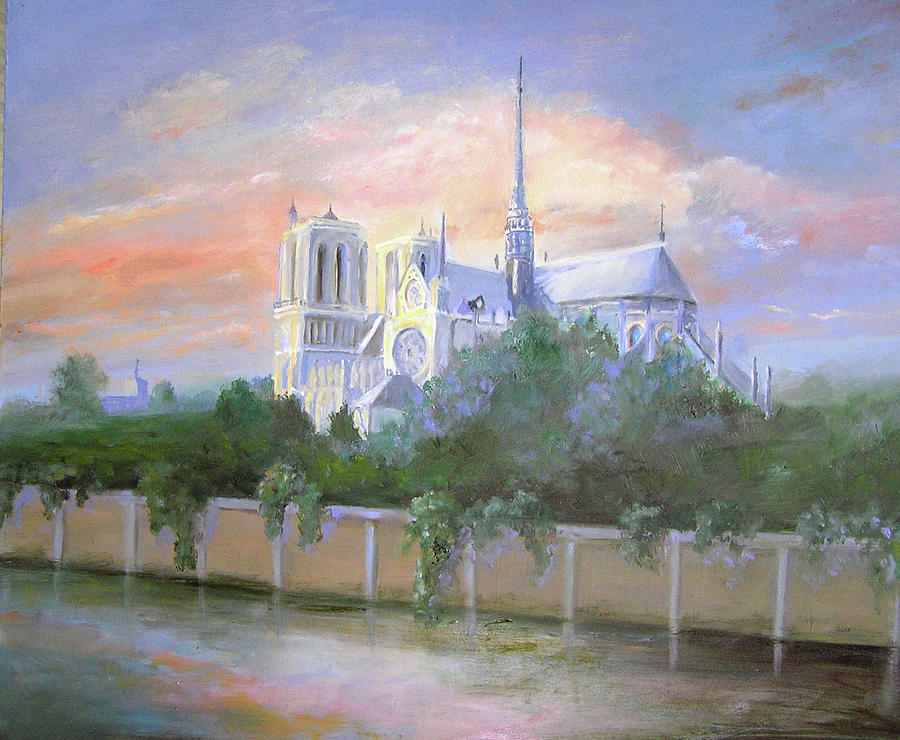 Notre Dame Evening Light Painting by Barbara Couse Wilson