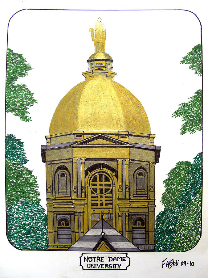 Notre Dame Print Notre Dame Art Notre Dame Gold Dome