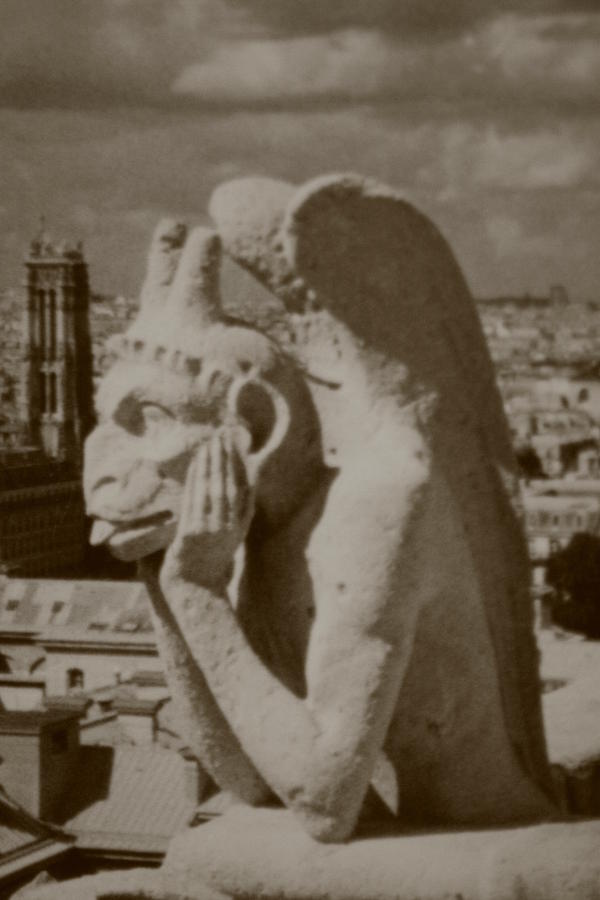 Notre Dame Gargoyle Black and White Photograph by Christopher J Kirby