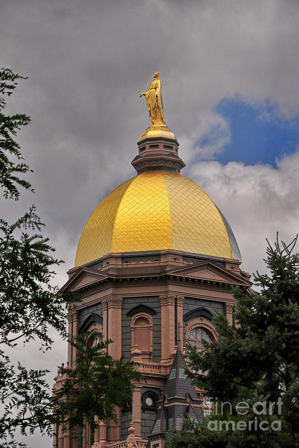 Notre Dame Golden Dome Vertical Photograph by David Arment