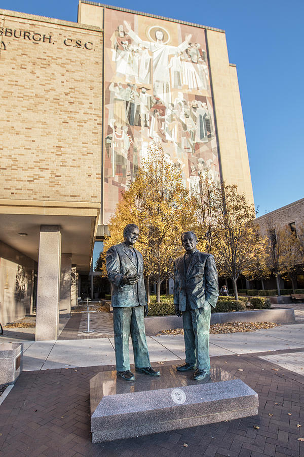 Notre Dame Library and Statue Photograph by John McGraw