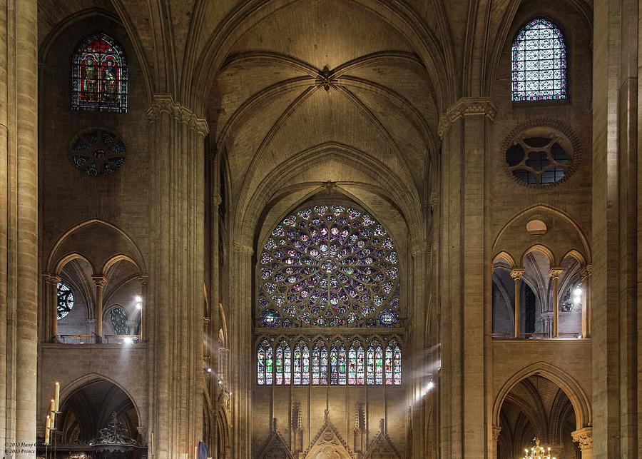 Notre Dame On The Inside - 4 - Glass Windows Photograph by Hany J