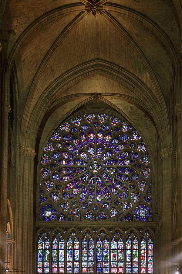 Notre Dame On The Inside - 5 - North Rose Window  Photograph by Hany J