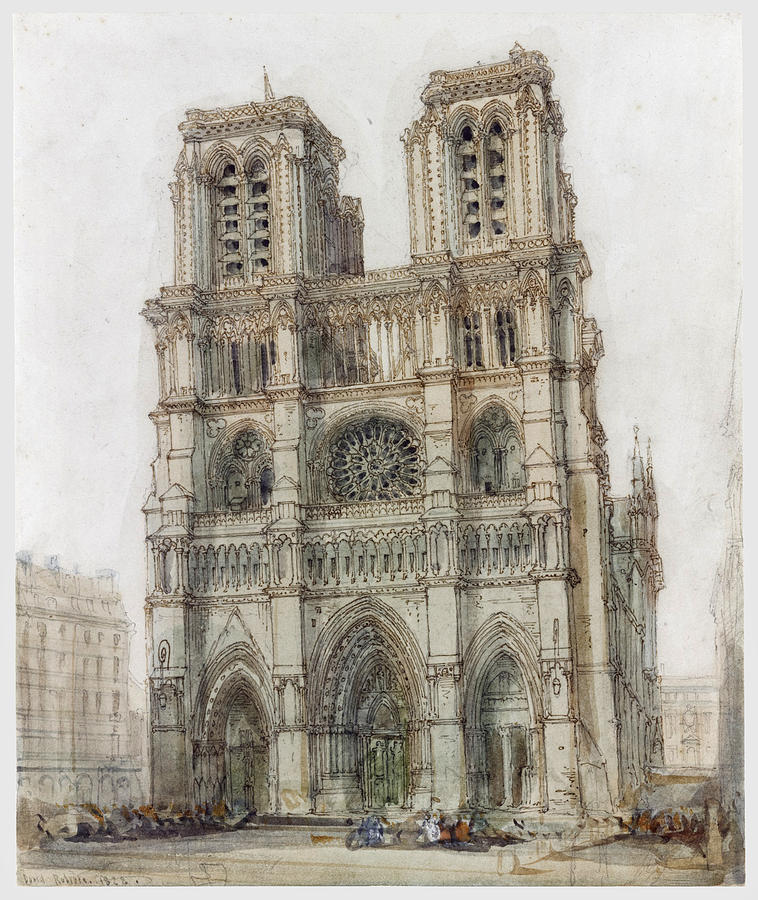 Notre Dame Paris Drawing by David Roberts