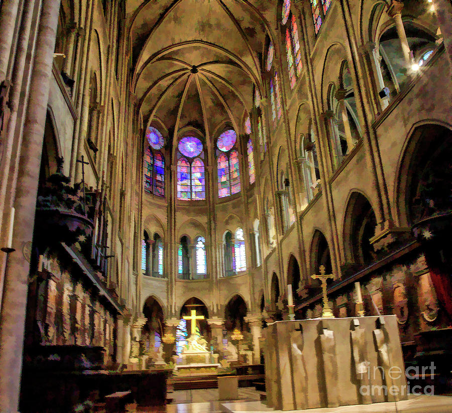 Notre Dame Paris interior  Photograph by Chuck Kuhn