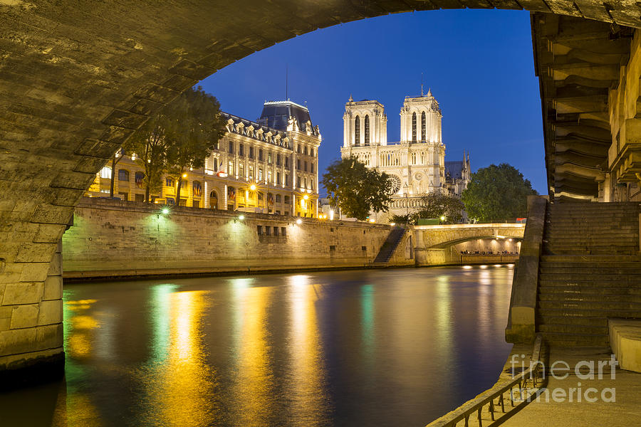 Notre Dame - Paris Night View Photograph by Brian Jannsen