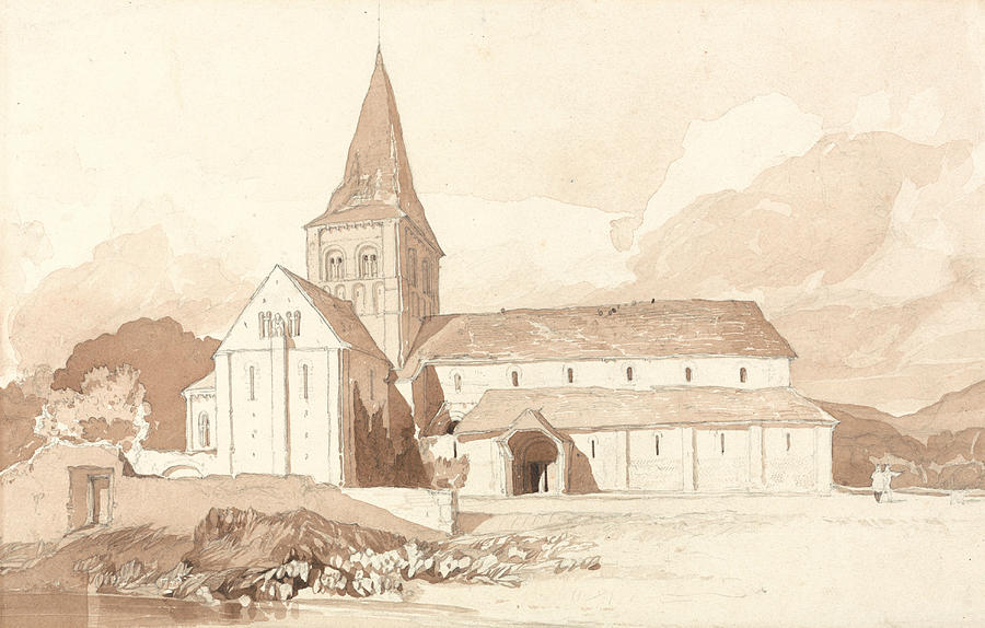 Notre Dame sur lEau, Domfront, Normandy Drawing by John Sell Cotman