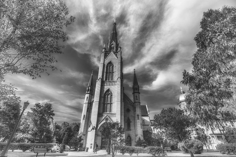Notre Dame University 4 Black White Photograph by David Haskett II
