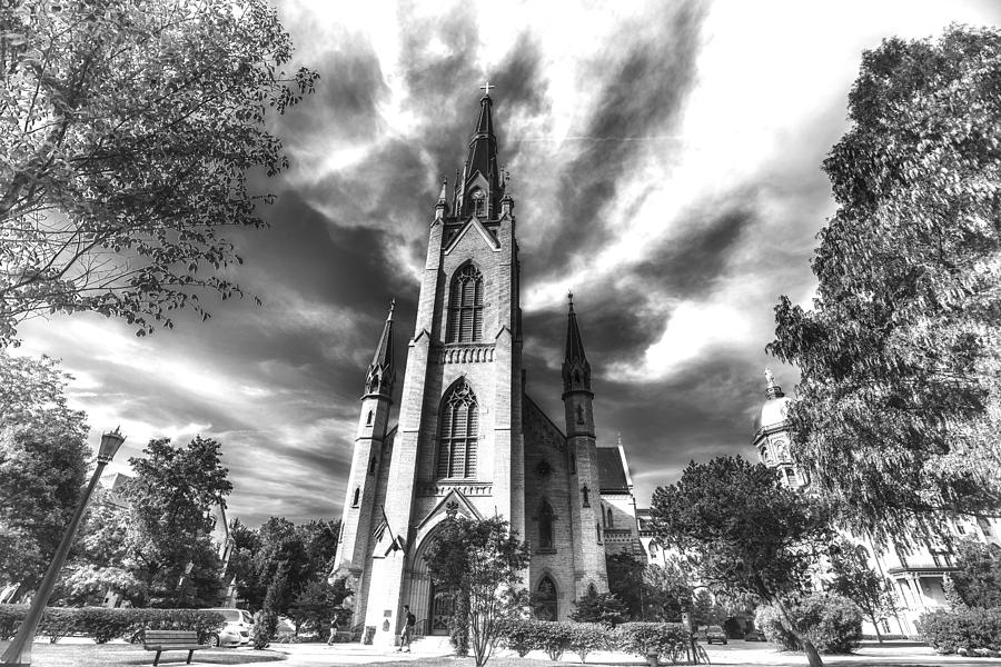 Notre Dame University 4a Black White Photograph by David Haskett II
