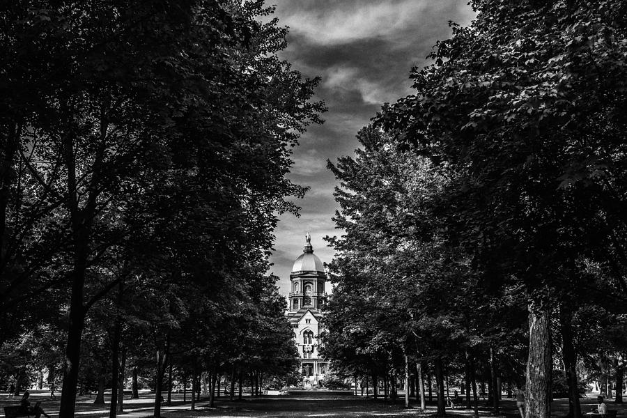 Notre Dame University Black White Photograph by David Haskett II