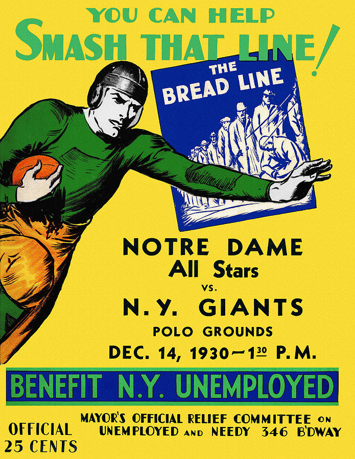 Notre Dame Versus Ny Giants Football Program Painting by John Farr