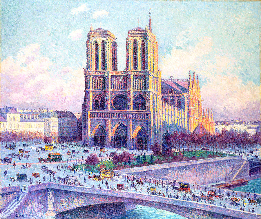 Maximilien Luce Painting - Notre Dame viewed from the Quai Saint-Michel by Maximilien Luce