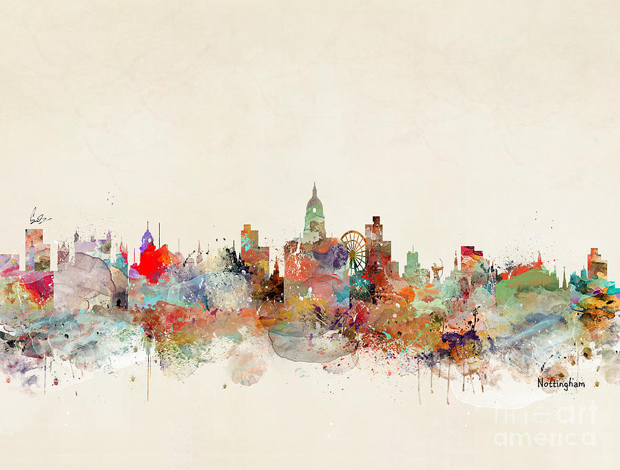 Nottingham City Skyline Painting by Bri Buckley