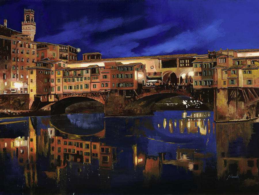 Landscape Painting - Notturno Fiorentino by Guido Borelli