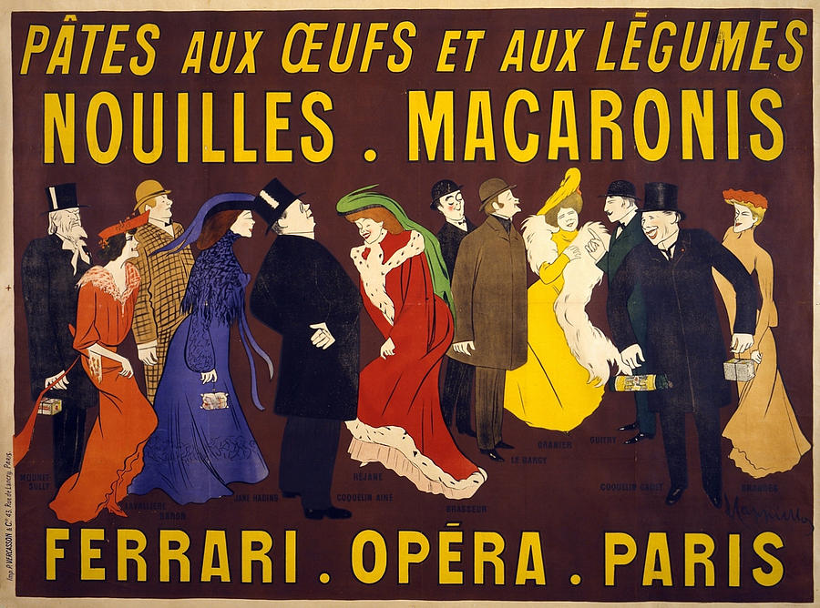 Vintage Mixed Media - Nouilles Macaronis - Noodles - Ferrari Opera, Paris - Vintage Advertising Poster by Studio Grafiikka