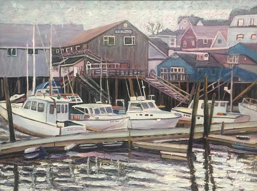 Nova Scotia Boats Resting In Harbor Painting by Richard Nowak