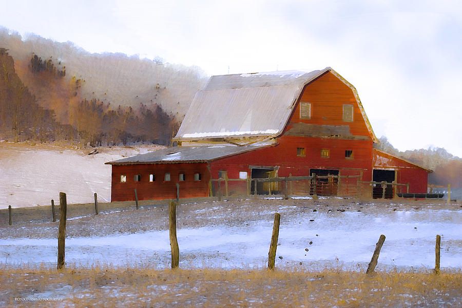 Winter Photograph - November Barn by Ron Jones