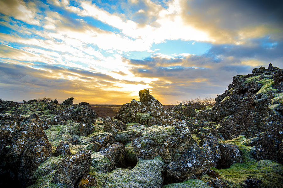 November Light Over Icelandic Lava Field Photograph by Alex Blondeau