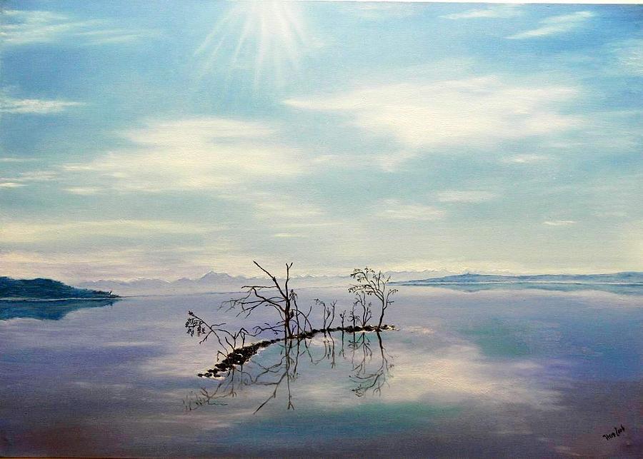 Germany Painting - November on a bavarian lake by Helmut Rottler Germany Painting - November on a bavarian lake by Helmut Rottler