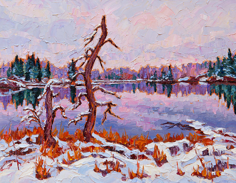 Winter Painting - November snow, Winnipeg River by Rob MacArthur