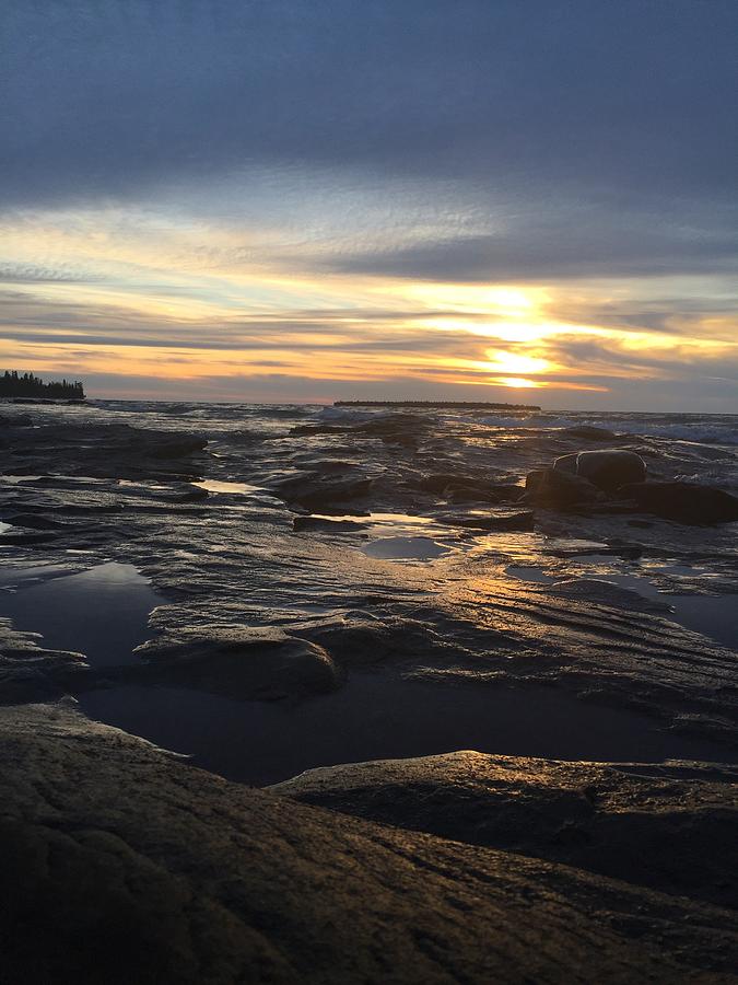 November Sunset on Lake Superior Photograph by Paula Brown