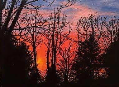 November Sunset Painting by Therese Legere