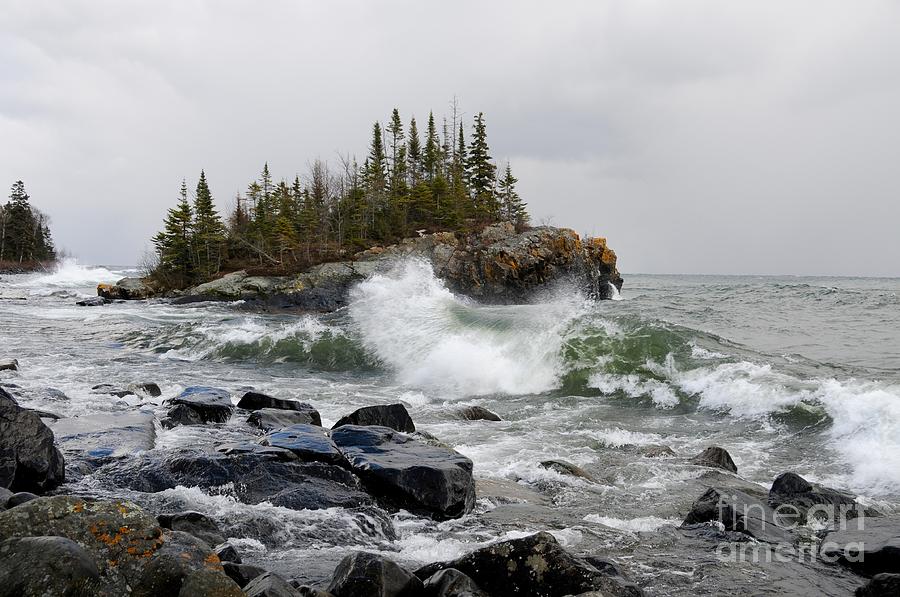 Lake Superior Photograph - November Waves # 2 by Sandra Updyke