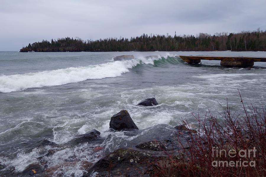 November Waves at the Dock Photograph by Sandra Updyke