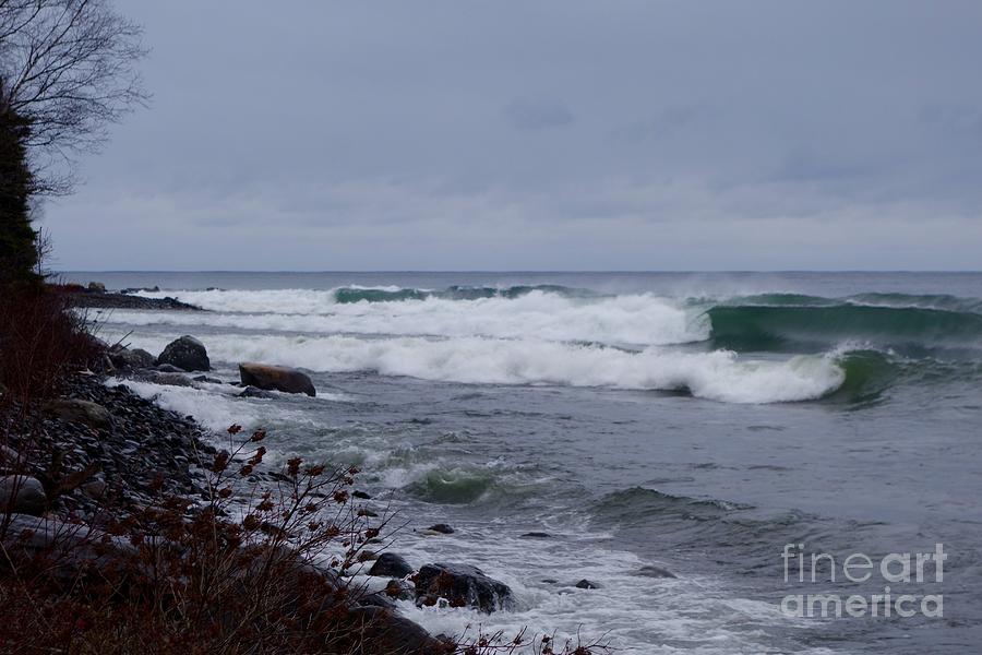 November waves on Superior Photograph by Sandra Updyke