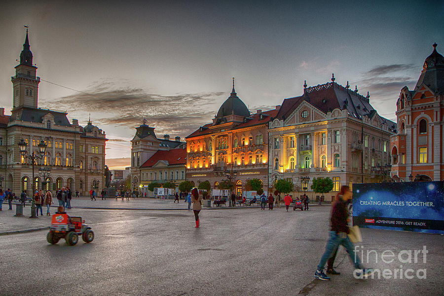 Novi Sad Liberty Square at twilight Photograph by Jivko Nakev