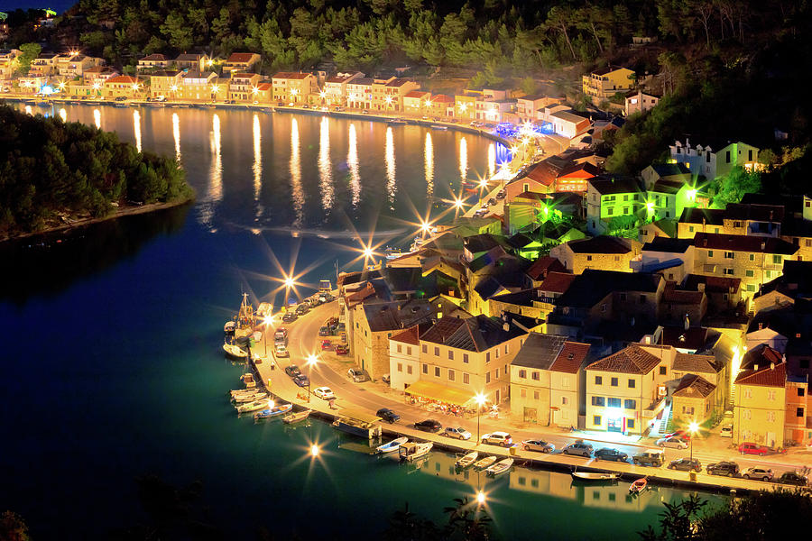 Novigrad Dalmatinski waterfront at evening aerial view Photograph by Brch Photography