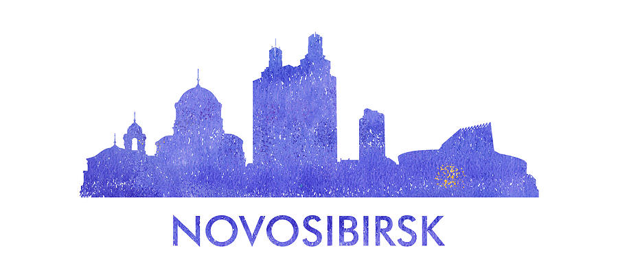Novosibirsk City Purple Skyline Digital Art