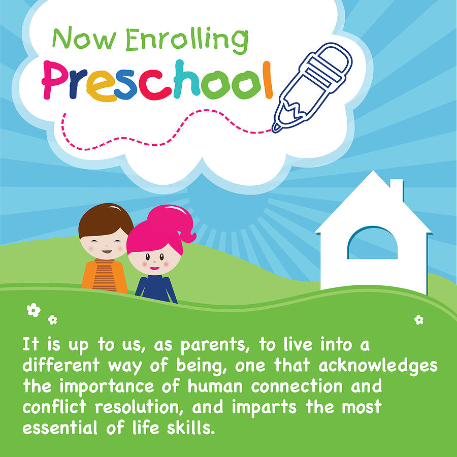 Now Enrolling Preschool Poster Design Drawing by Serena King