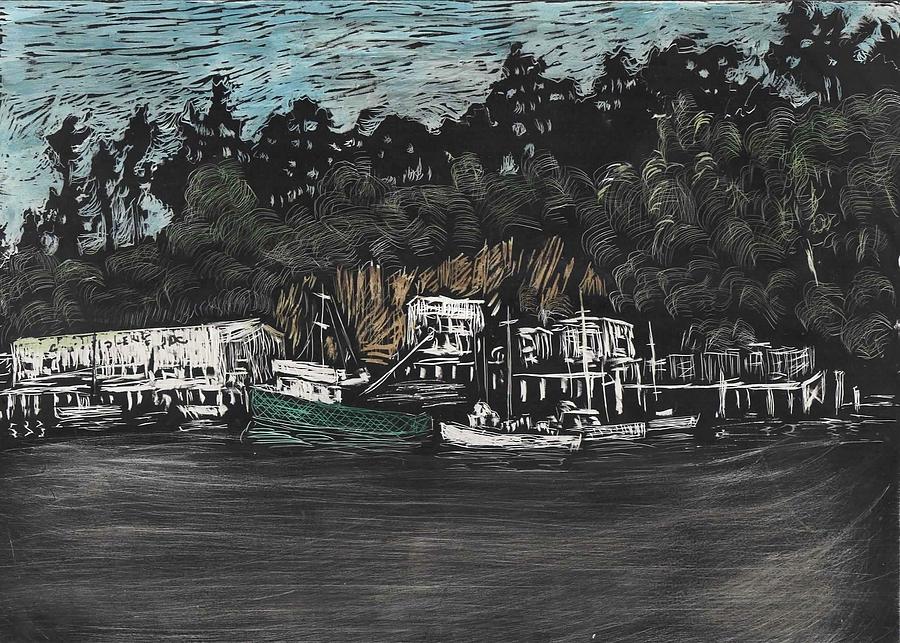 Noyo Harbor Painting by Caroline Henry