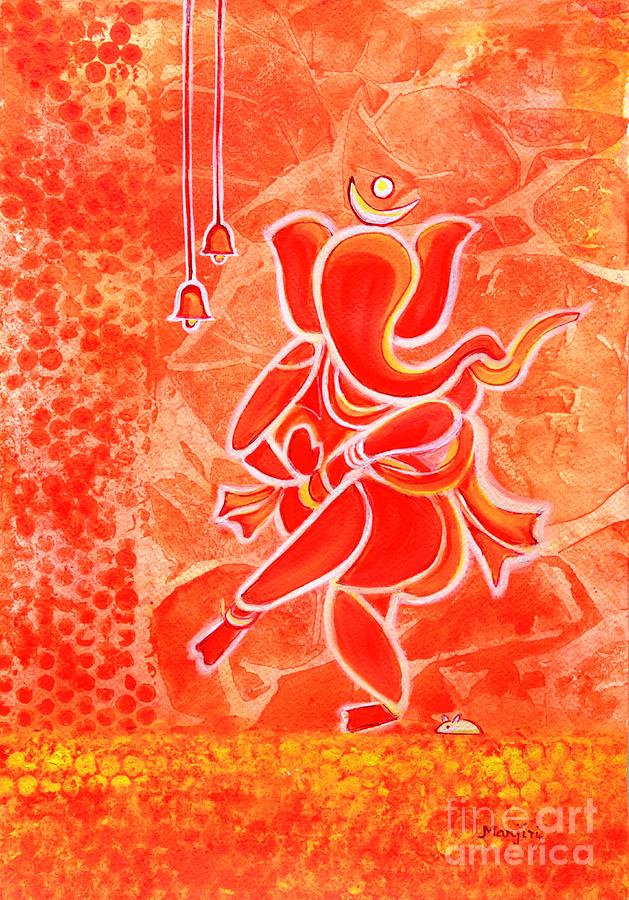 Nritya Ganesha- Dancing god Painting by Manjiri Kanvinde