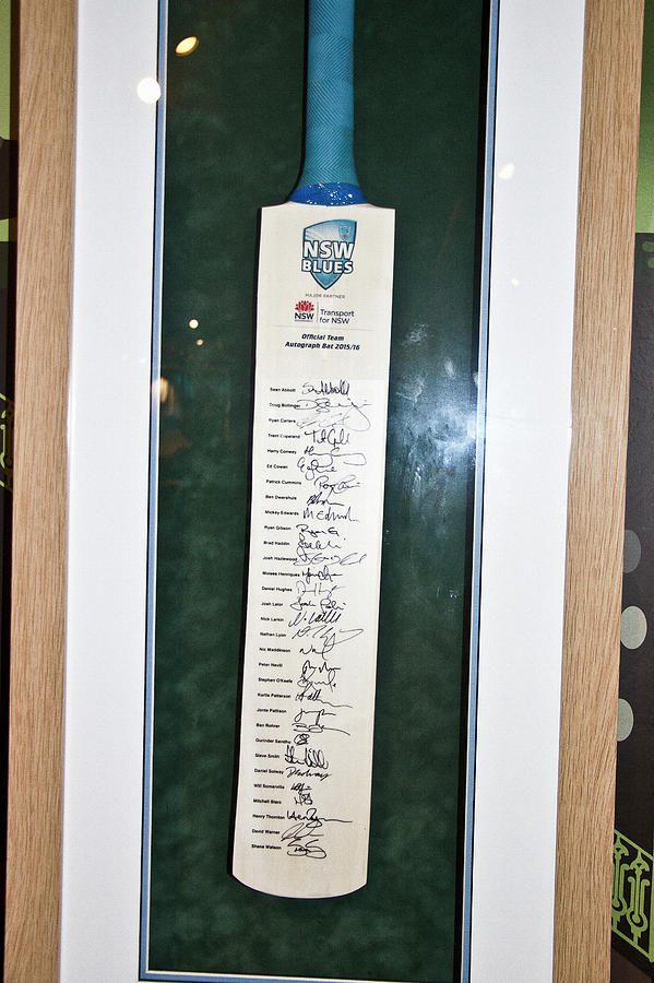 Cricket Photograph - NSW Blue Team Autograph Bat 2015/16 by Miroslava Jurcik