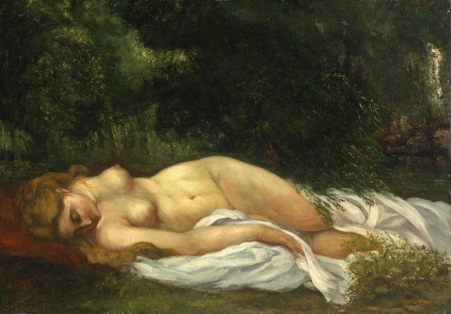 Nu Couche Painting by Gustave Courbet
