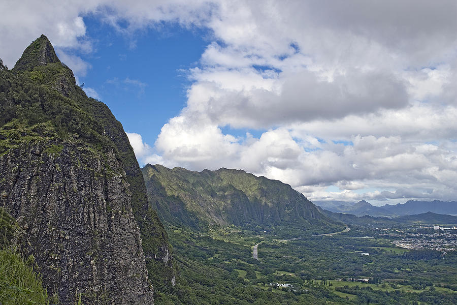 Mountain Photograph - Nu uanu Pali Valley Overlook on Oahu Island Hawaii  by Brendan Reals