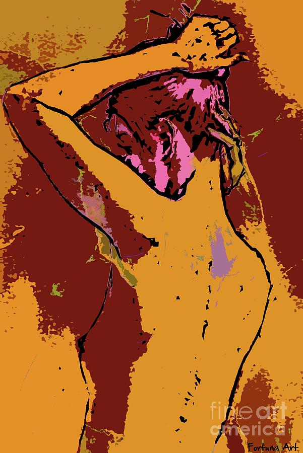 Nu With Hands In Her Hair Digital Art