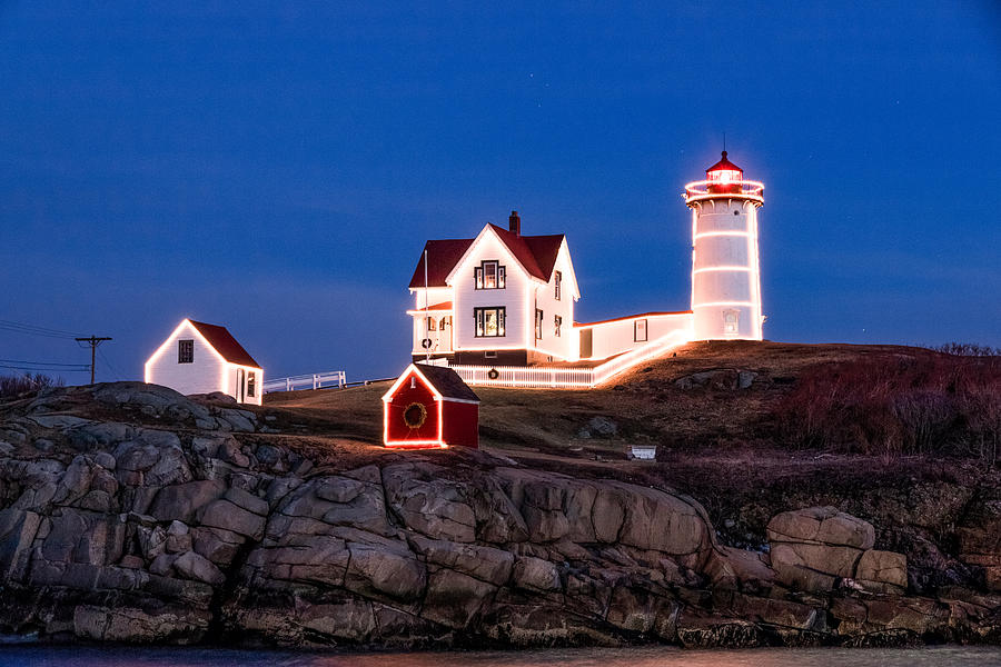 Christmas Photograph - Nubble by Andre Albert