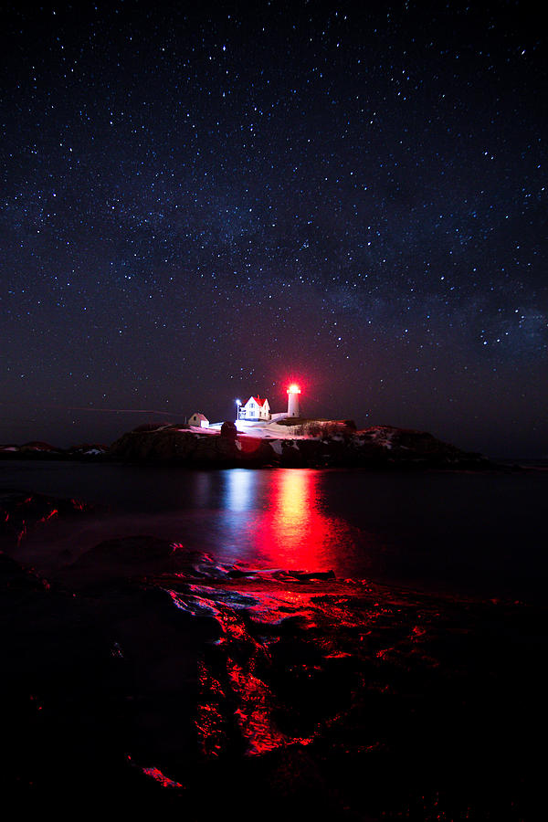 Nubble At Night Photograph By Todd Douglass - Fine Art America