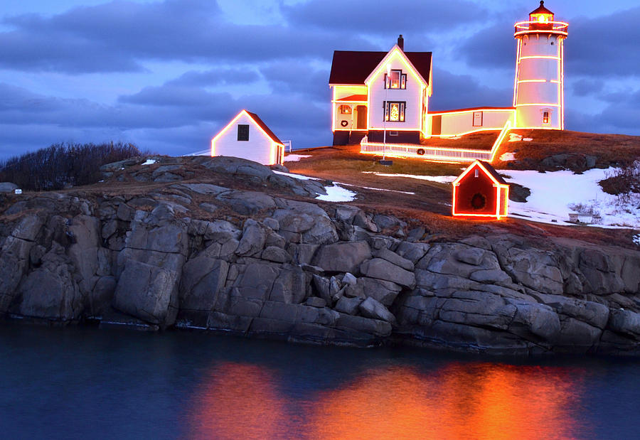 Nubble Christmas Lights 2014 Photograph by Hershey Art Images