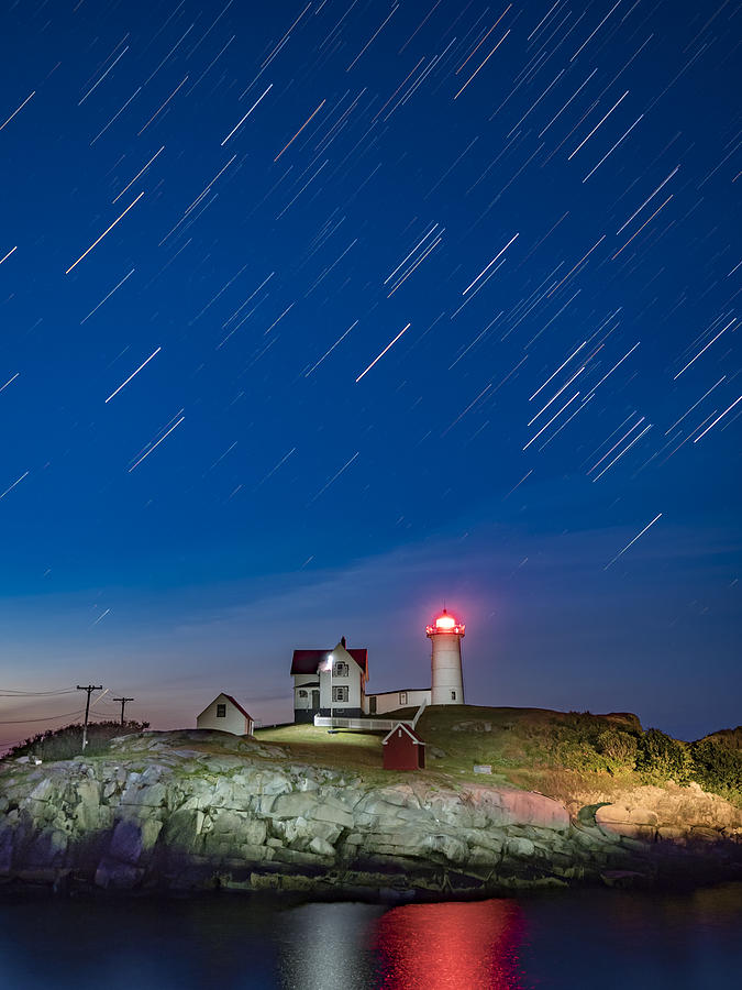 Nubble Light and Star Trails Photograph by R Scott Photography - Fine ...