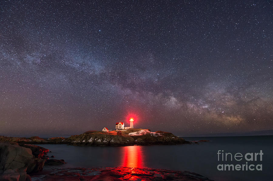 Nubble Light At Night Photograph by Michael Ver Sprill - Fine Art America