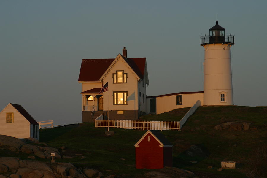 Nubble Light at sunset Painting by Imagery-at- Work