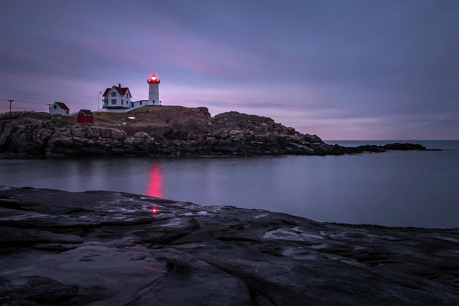 Nubble Light Blue Hour Photograph by Colin Chase